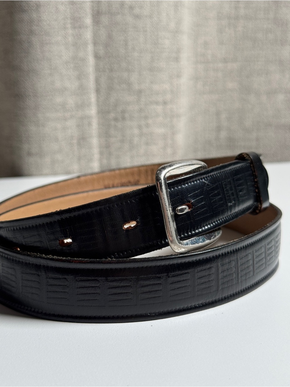 Hickok Black Leather Belt Molded Saddle Leather